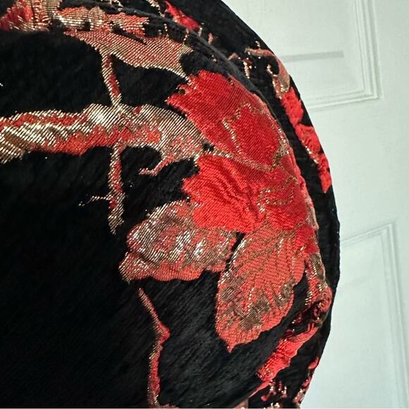 Unique Vintage Hat Black Red floral tassel - Picture 9 of 10